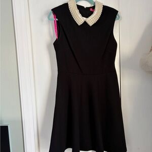 Betsey Johnson Black Dress with Pearl Collar